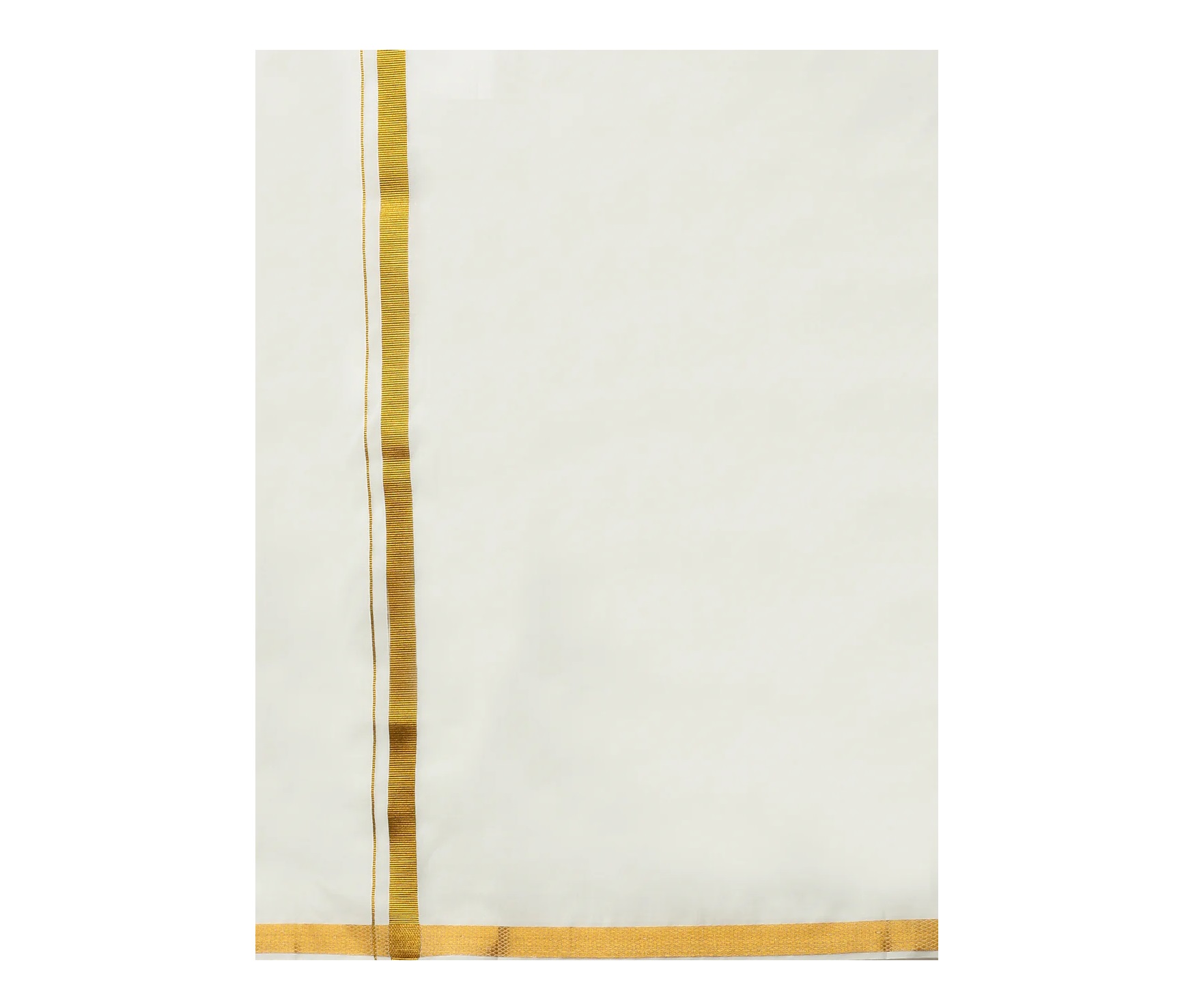Ramraj Mens Adjustable Cream Single Dhoti with Gold Jari Border Gexnxt