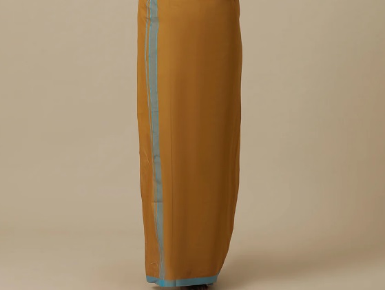 Ramraj Mens Assorted Fancy Border Mustard Dhoti - Ahimsa Mustard