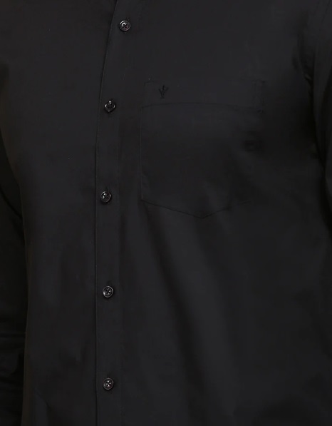 Ramraj Mens Cotton Spandex 2 Way Stretch Black Shirt
