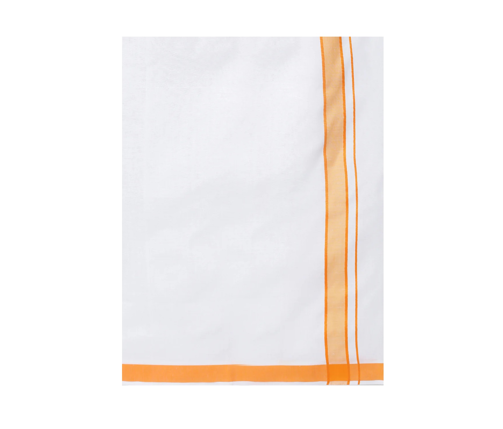 Ramraj Mens Double Dhoti White with Fancy Border Redfort Plain Orange
