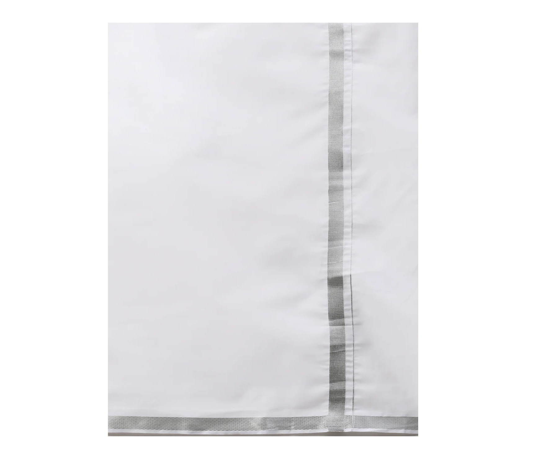 Ramraj Mens Double Dhoti White with Silver Jari 3/4 inch Silver Star Fine