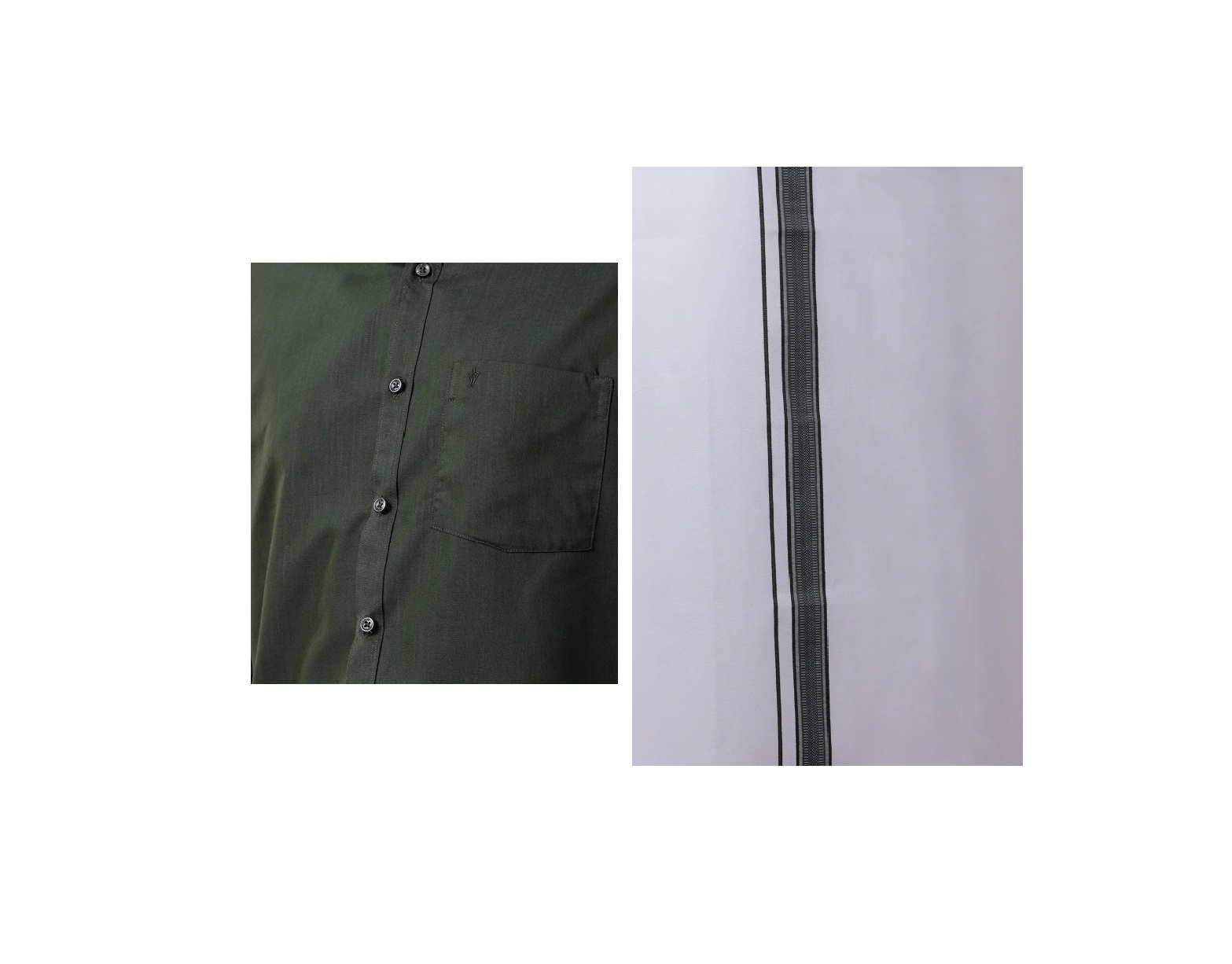 Ramraj Mens Green Matching Border Dhoti & Full Sleeves Shirt Set Evolution IC8