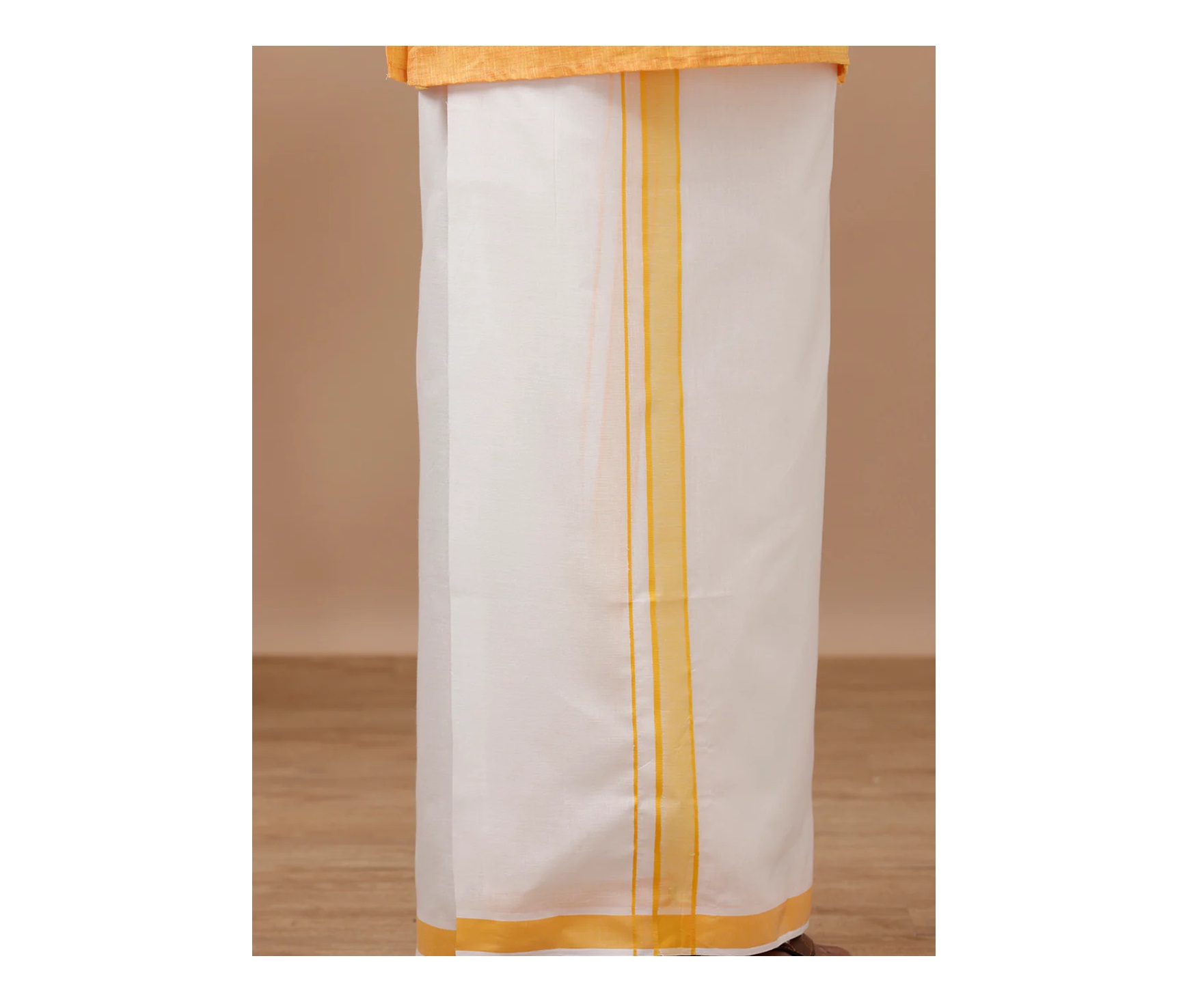 Ramraj Mens Kora Double Dhoti Orange Vicky Kora Plain