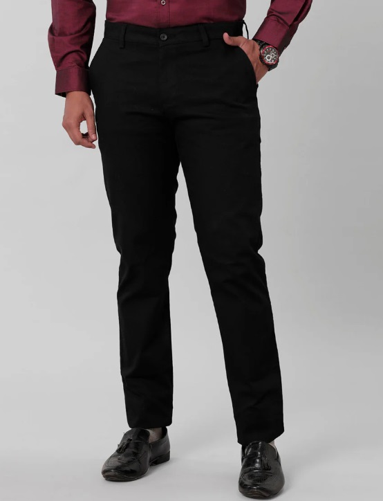 Ramraj Mens Linen Cotton Trim Fit Black Pants -LC2