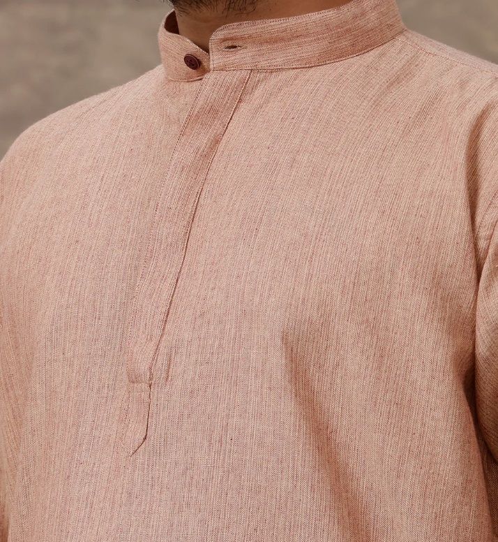 Ramraj Mens Medium Length Pocket Kurta Reddish Tan PB31