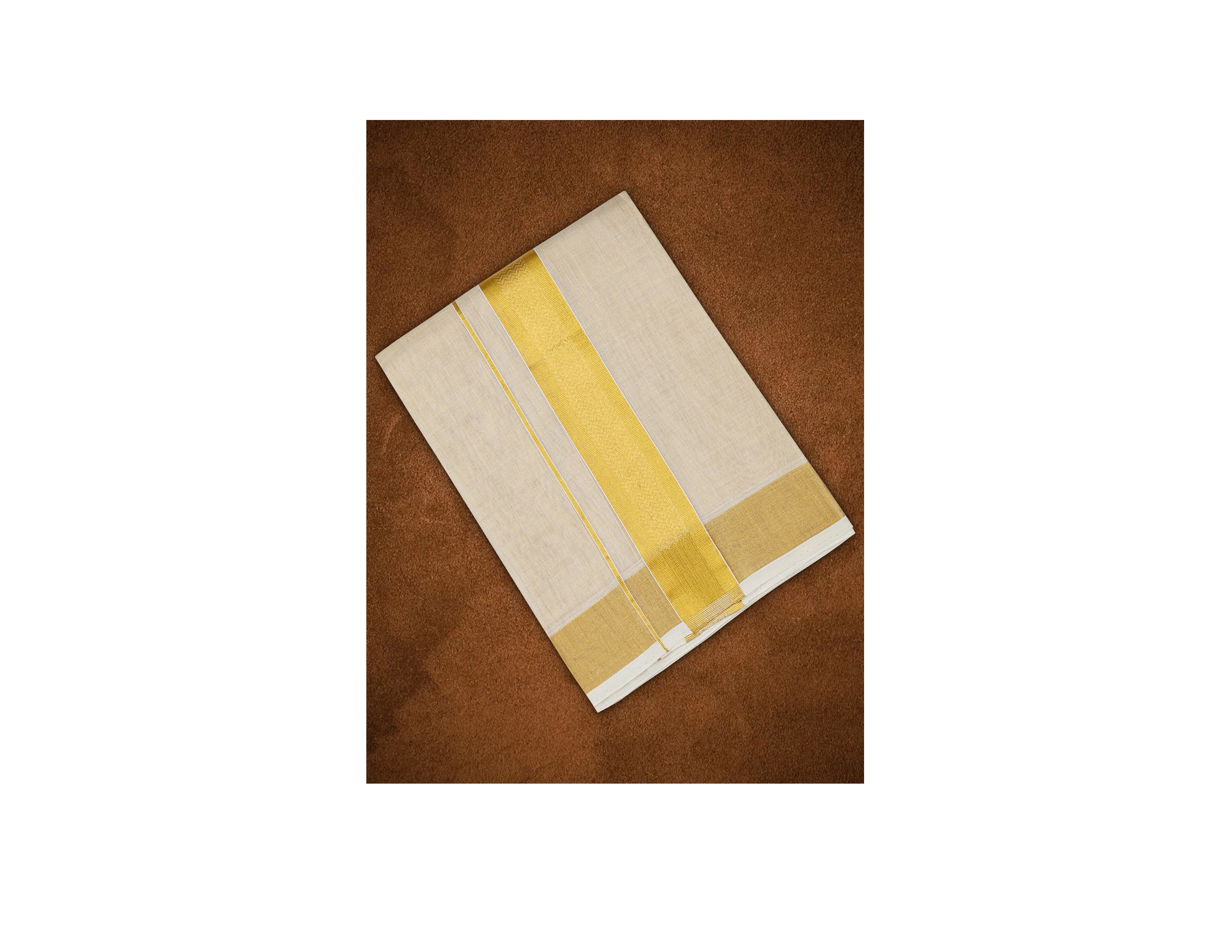 Ramraj Mens Premium Handloom Tissue Double Dhoti with Gold Jari Border 110034