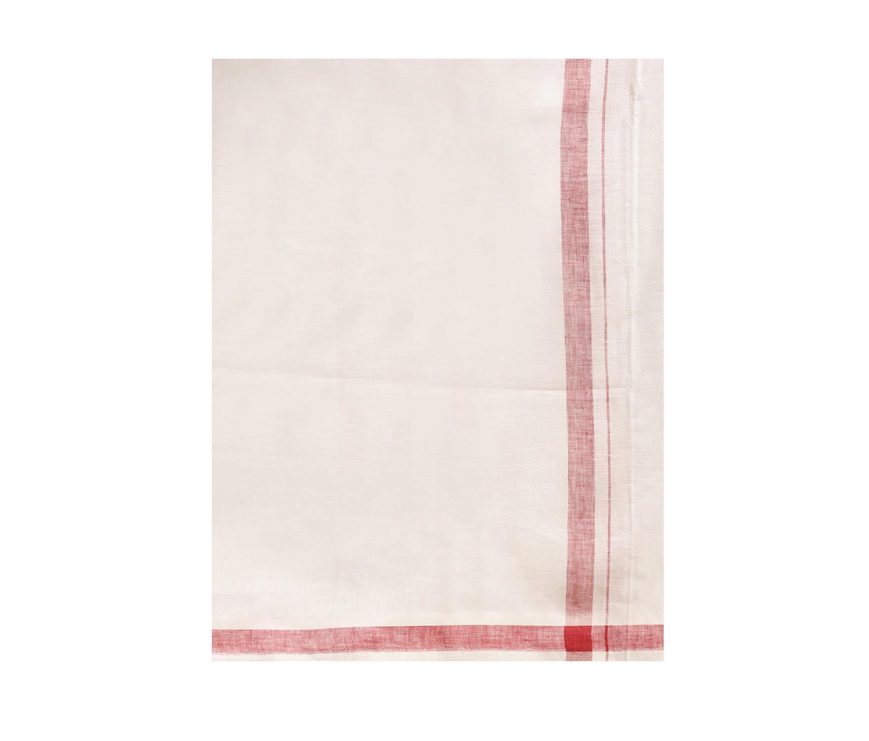 Ramraj Mens Premium Pure Linen Double Dhoti White 770 Maroon