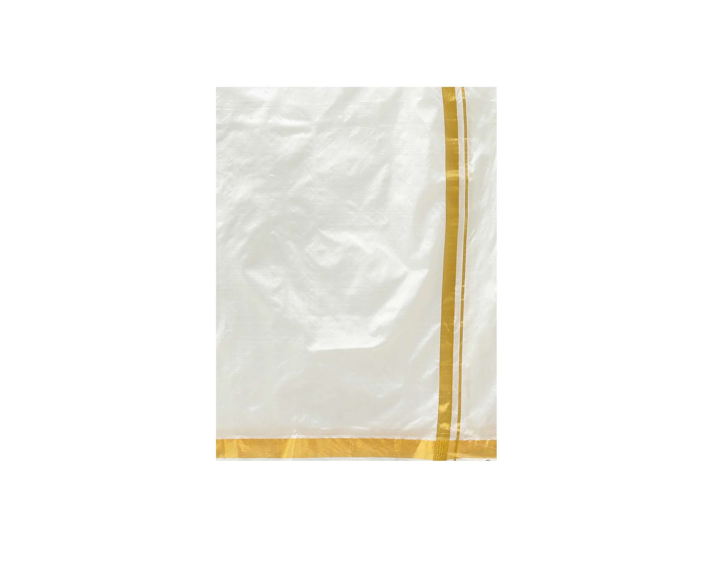 Ramraj Mens Pure Silk Cream Dhoti & Towel Set Thirukalyan 40K 1 1/2 inch