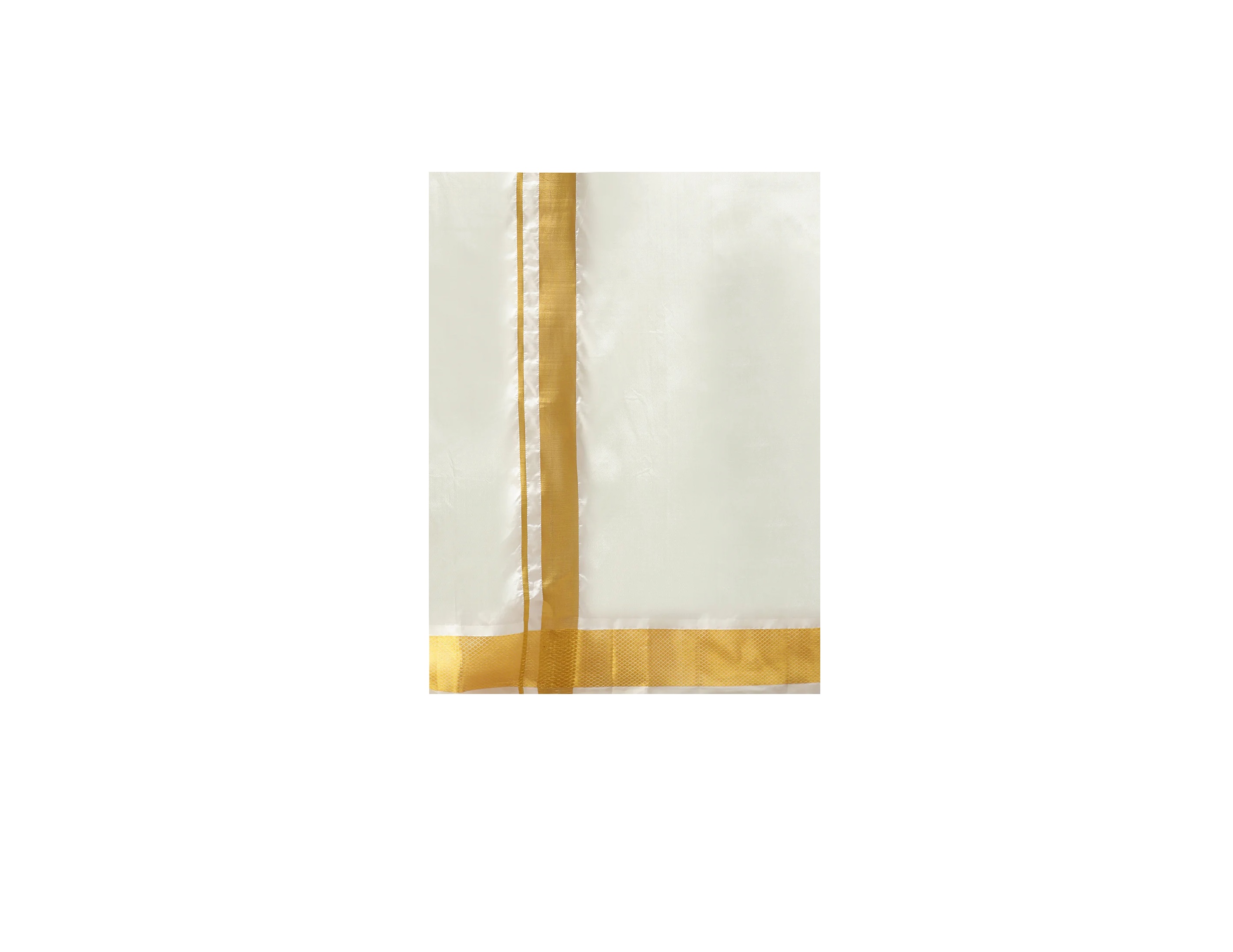 Ramraj Mens Pure Silk Cream Double Dhoti with 2 inch Gold Jari Border Upasana