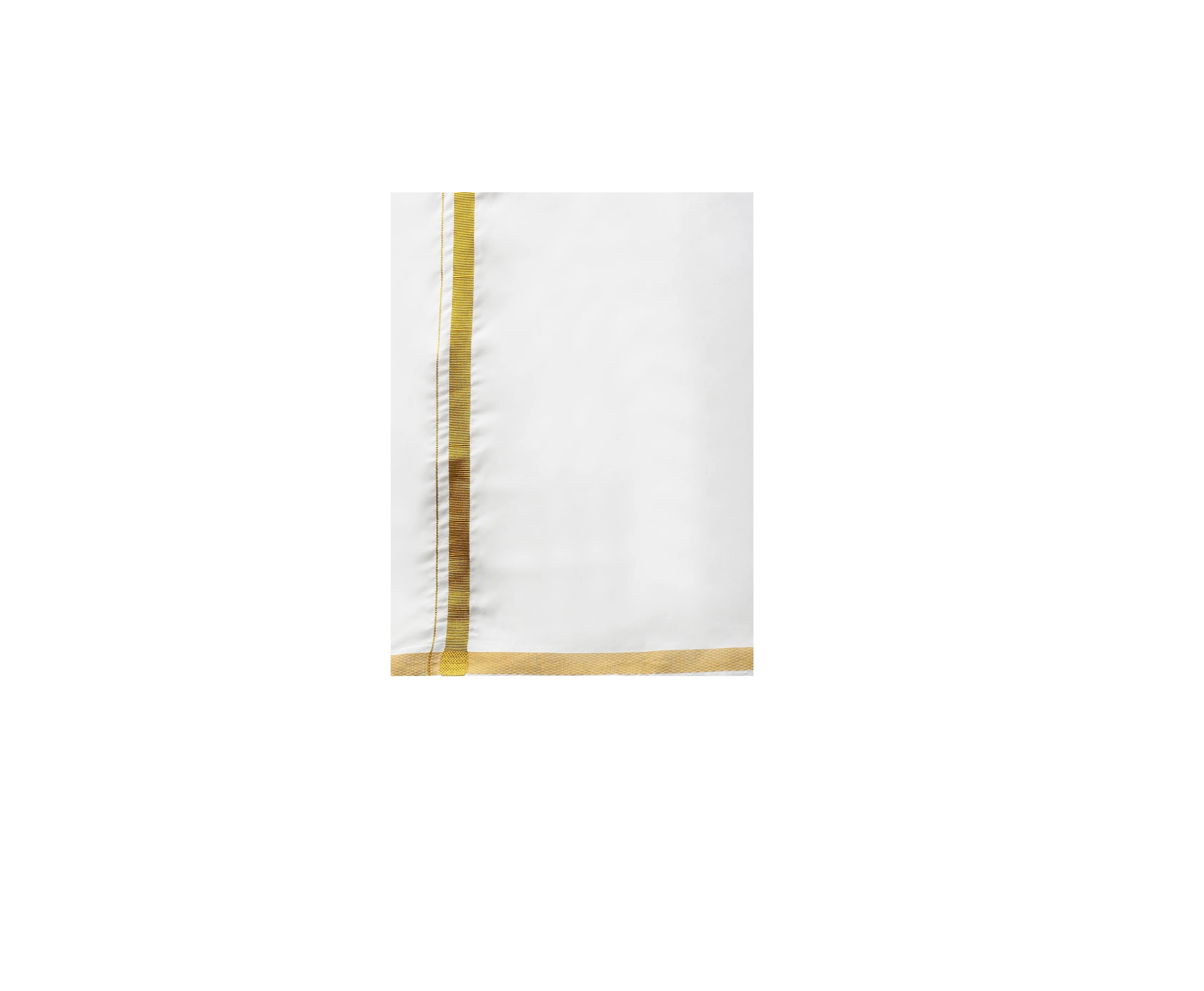 Ramraj Mens Readymade Single Pocket Dhoti White with Gold Jari Border