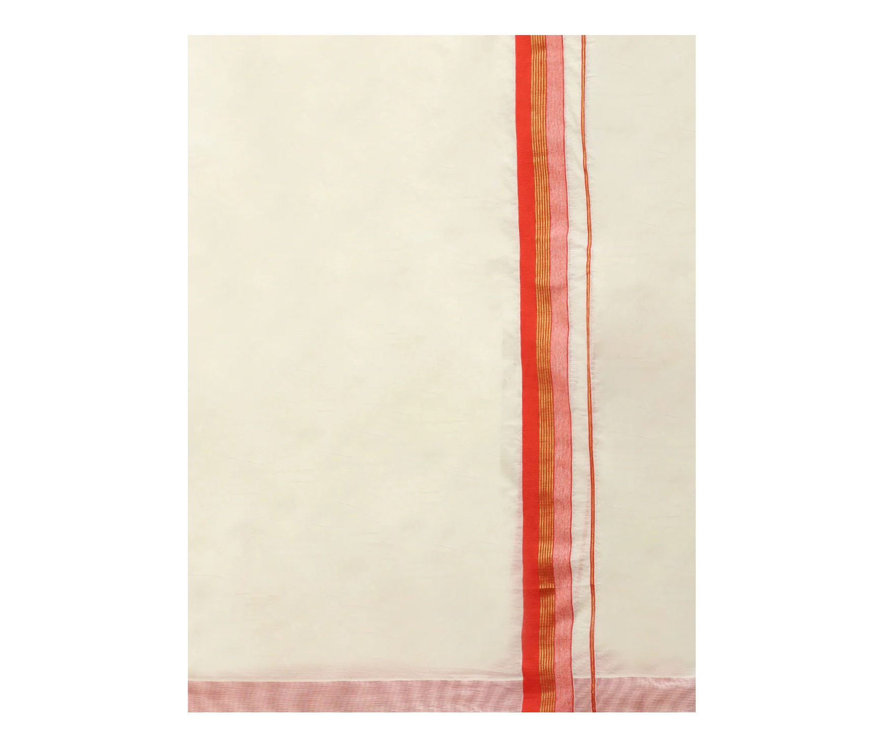 Ramraj Mens Red Jari Fancy Border Kora Dhoti - EGJ01