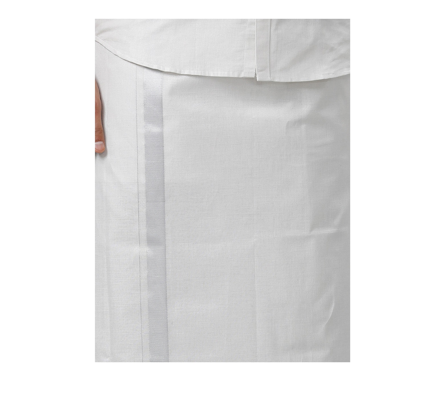 Ramraj Mens Regular Single Tissue Dhoti with Silver Jari Border Extreme 1 Silver SJF