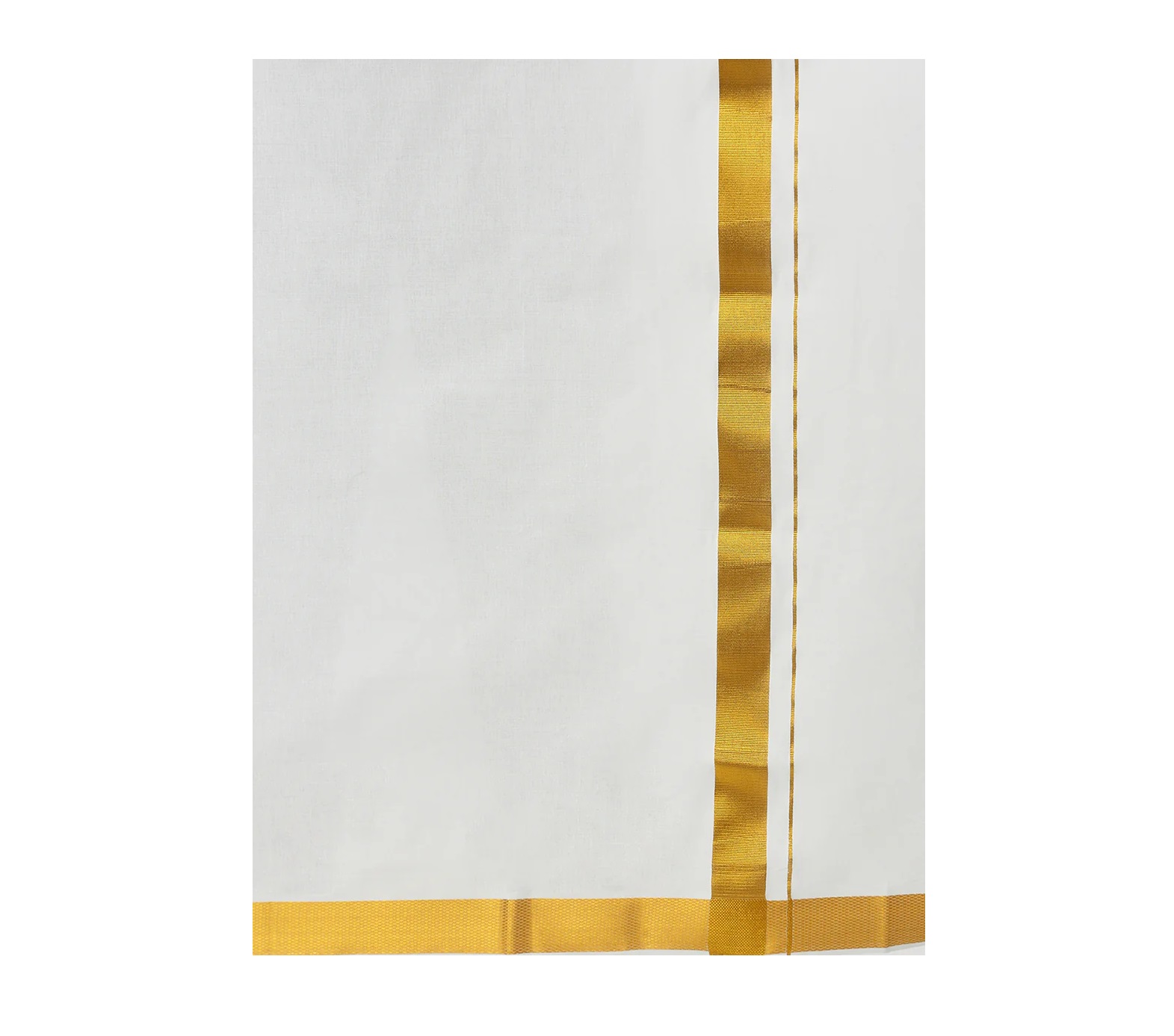 Ramraj Mens Single Dhoti Cream with Gold Jari 1 1/2 inch Career