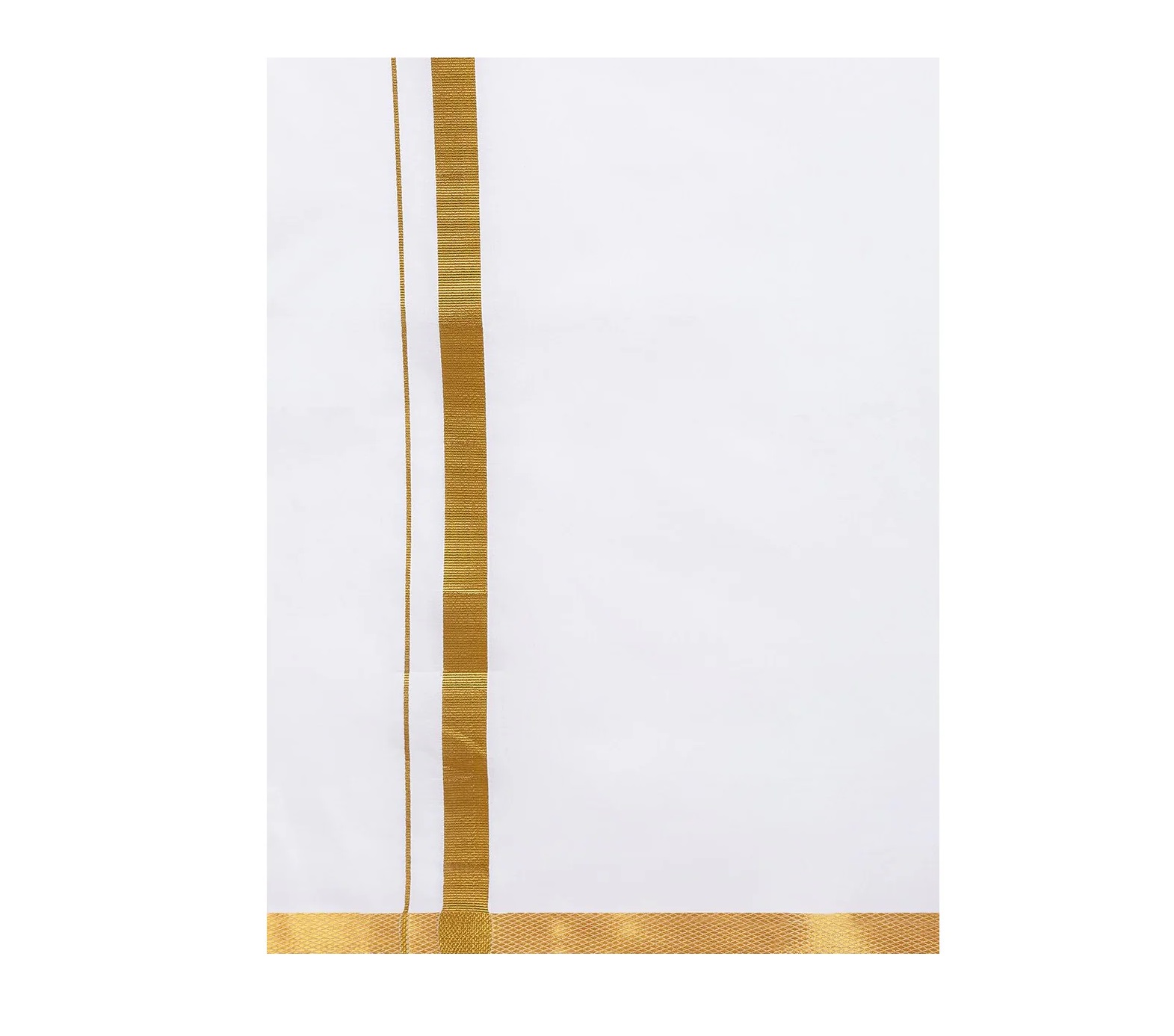 Ramraj Mens Single Dhoti White with Gold Jari 3/4 inch Aruthra