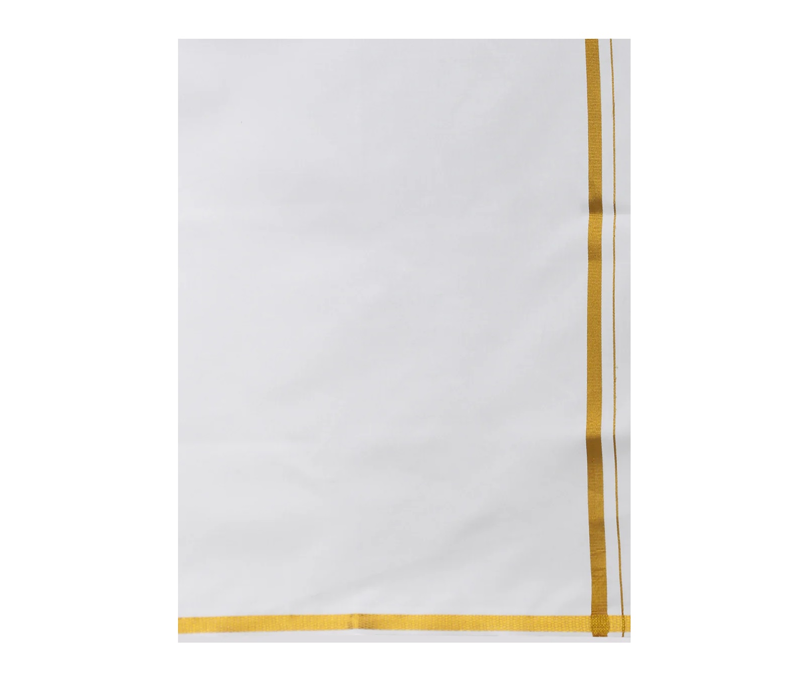 Ramraj Mens Single Dhoti white with Gold Jari 1/2 inch Silver Sun