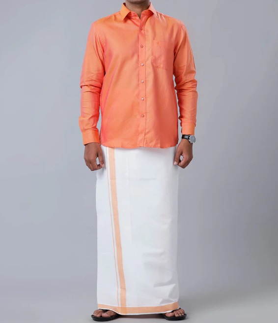 Ramraj Mens Single Dhoti with Matching Shirt Combo C102