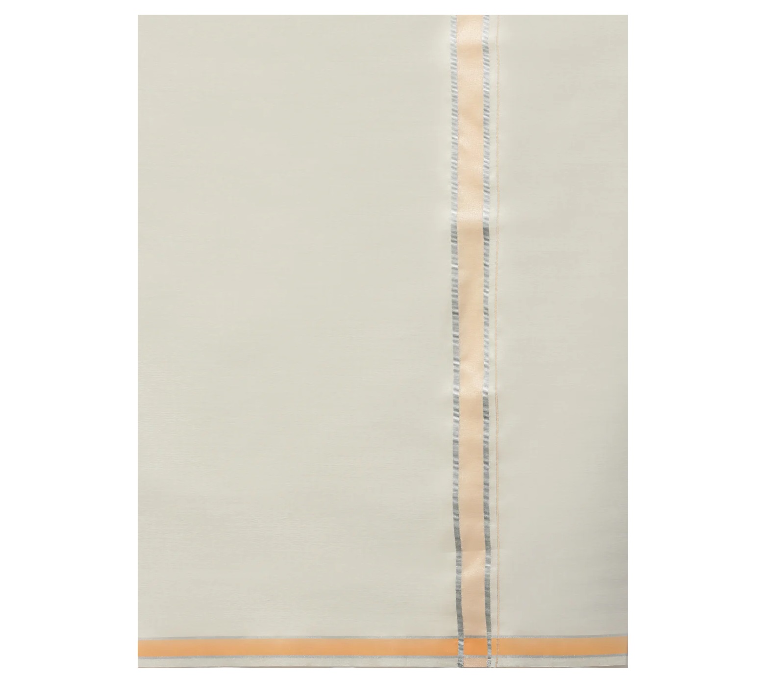 Ramraj Mens Tissue Light Orange Fancy Border with Silver Single Dhoti - ESCF04