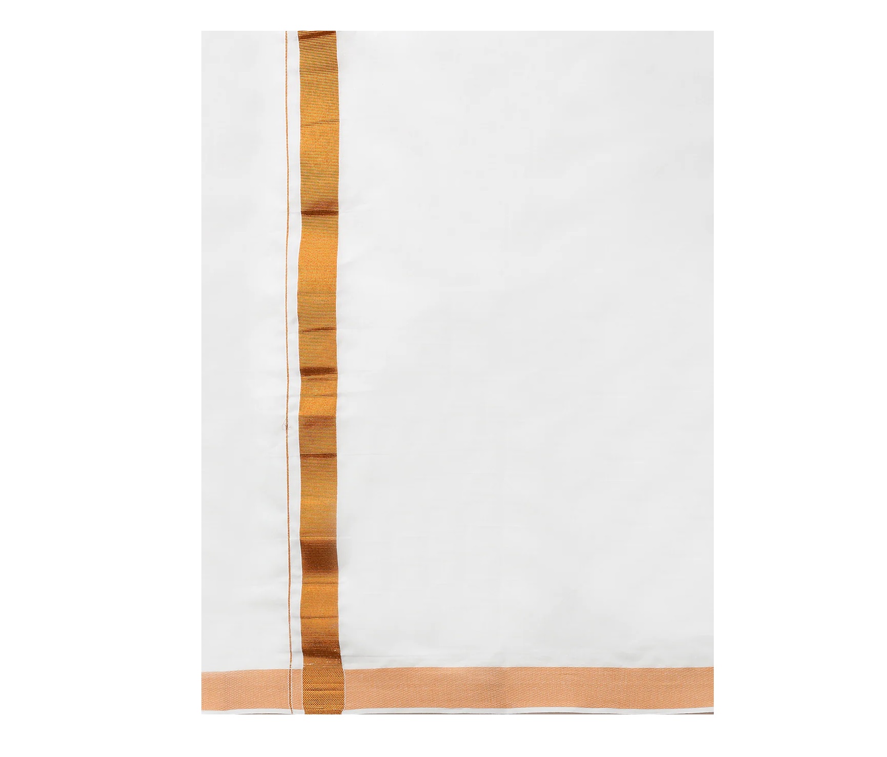 Ramraj Mens White Double Dhoti with 3/4 inch Copper Jari