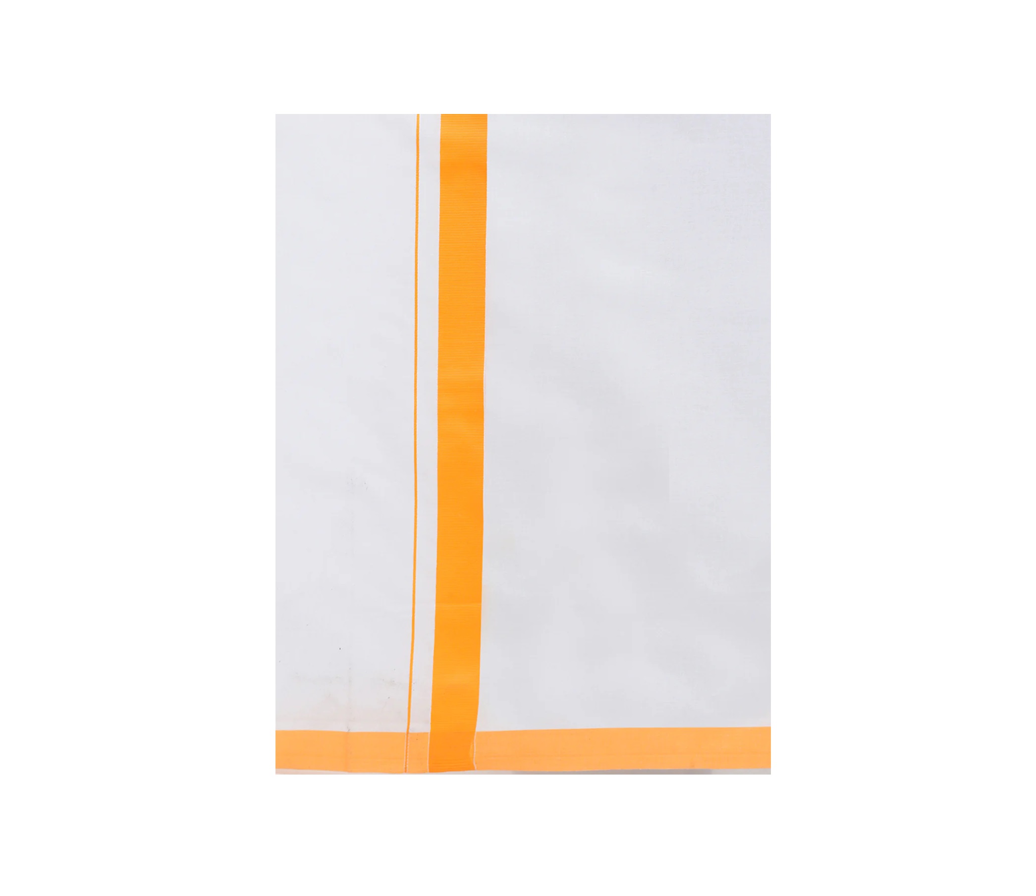 Ramraj Mens White Double Dhoti with Yellow Border Redfort Special