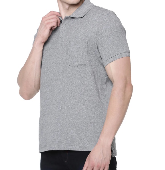 Ramraj Super Combed Cotton Polo T-Shirt Grey Melange with Chest Pocket