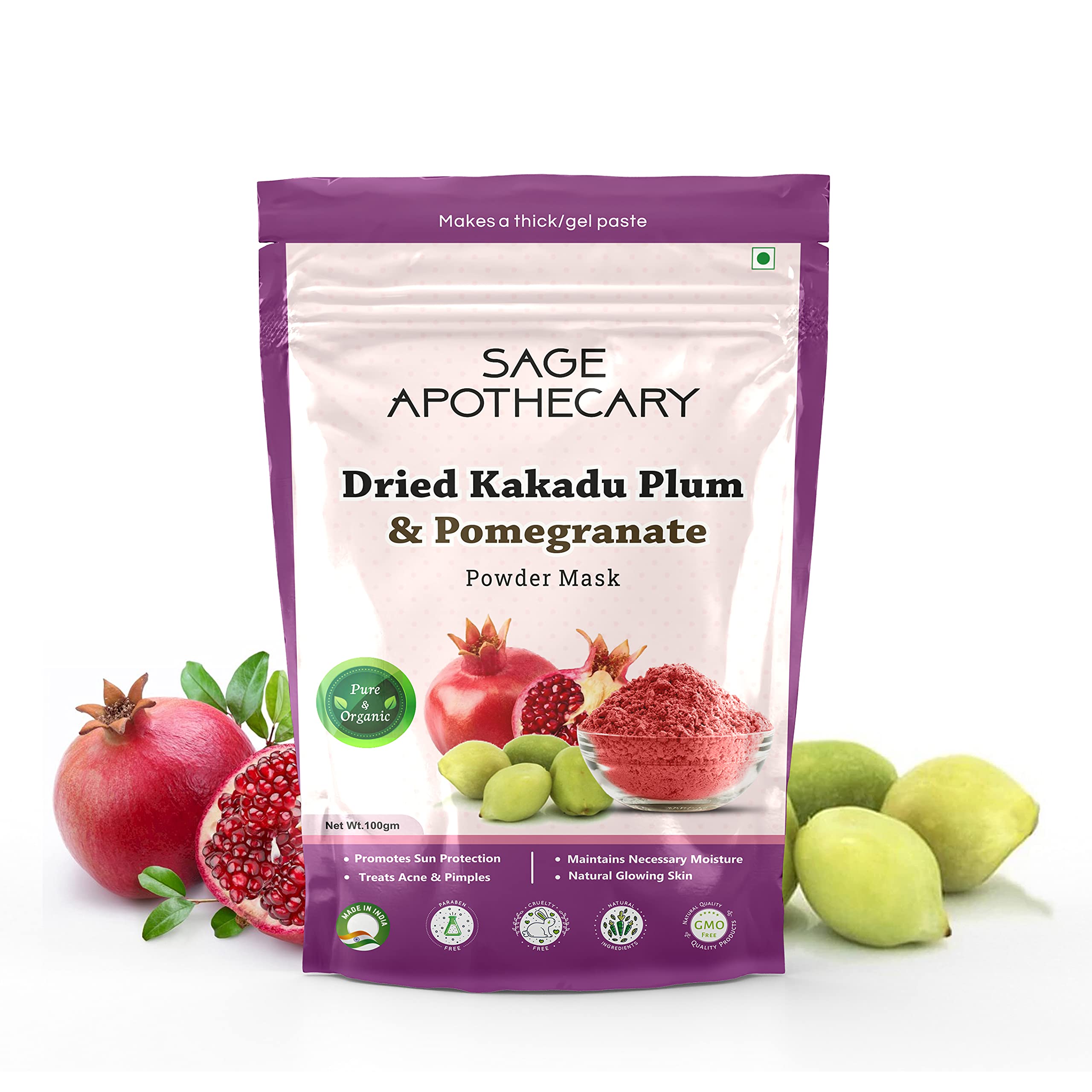 Sage Apothecary Natural Dried Kakadu Plum & Pomegranate Powder Face Mask