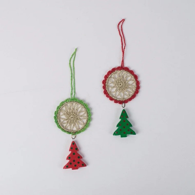 Samoolam Handmade Christmas Tree Decorations - Dreamcatcher Tree (Set of 2)