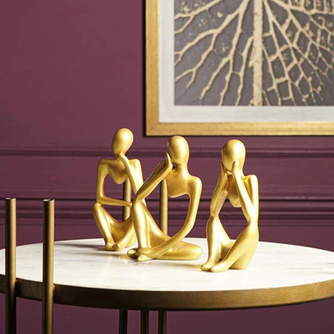 The Introspective Trio Painted Resin Showpiece - Set of Three