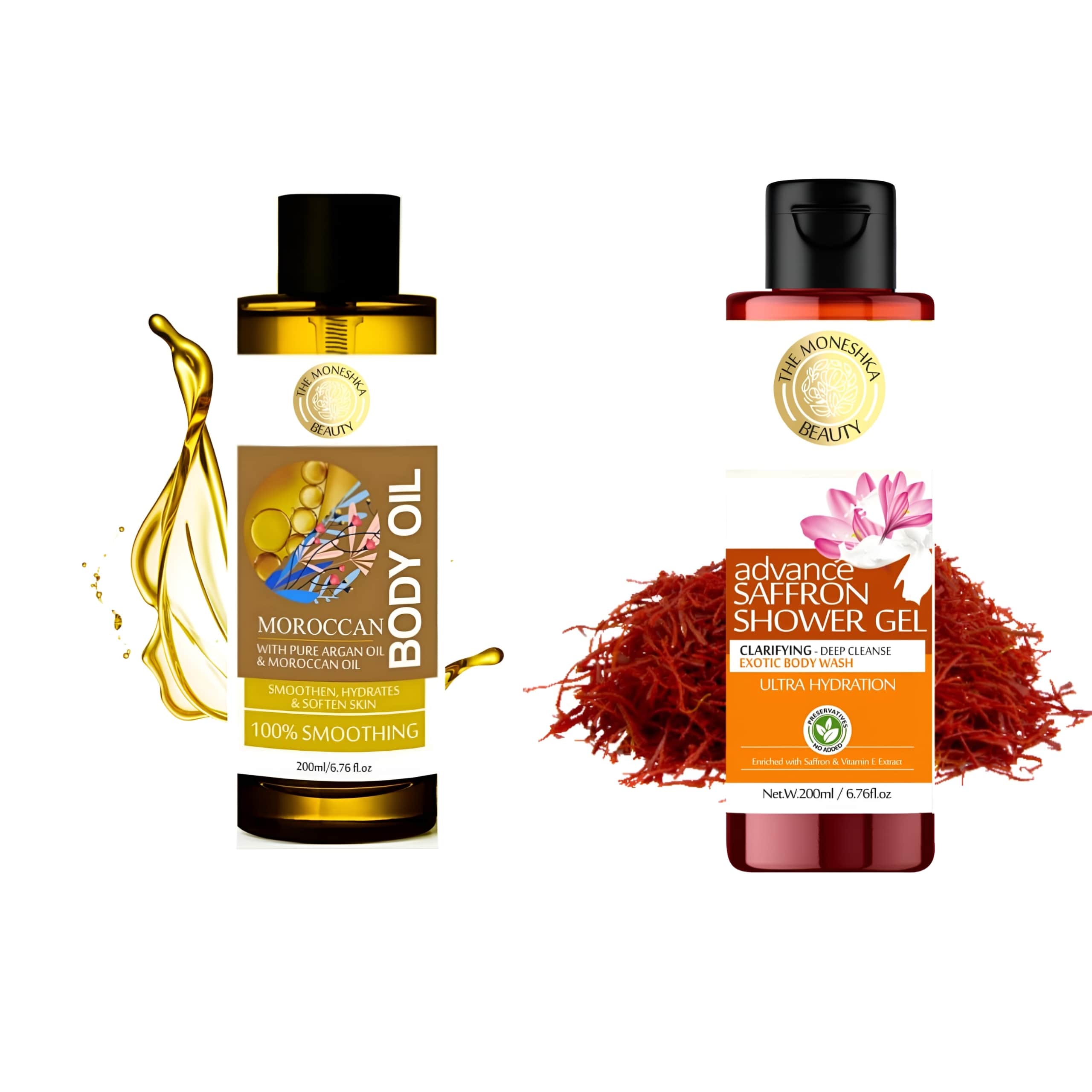 The Moneshka Beauty Moroccan Body Oil & Saffron Shower Gel Body Wash