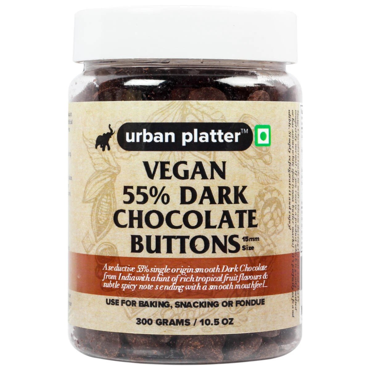 Urban Platter Dairy-Free and Cocoa Vegan Dark Chocolate Buttons