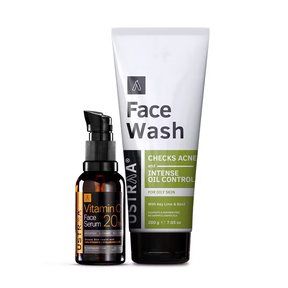 Ustraa Vitamin C Face Serum & Face Wash Oily Skin Combo
