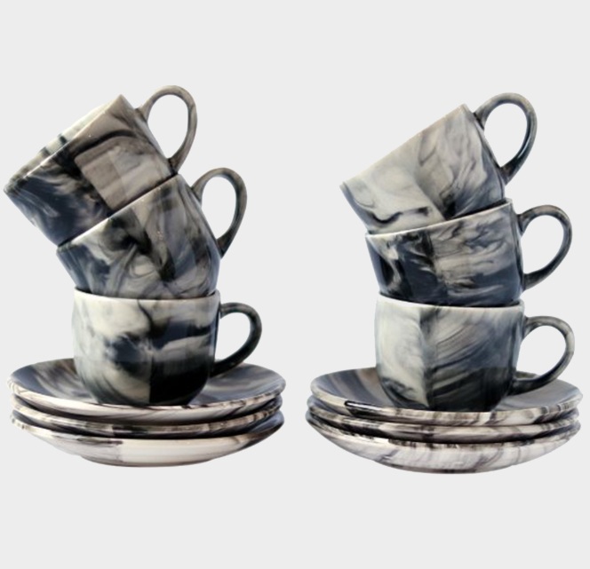 Vintage Chronical of Italy Ceramic Cup and Saucer Set of 6 Cups and Saucers