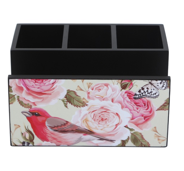 Vintage Roses and Birds MDF Cutlery Plus Tissue Holder