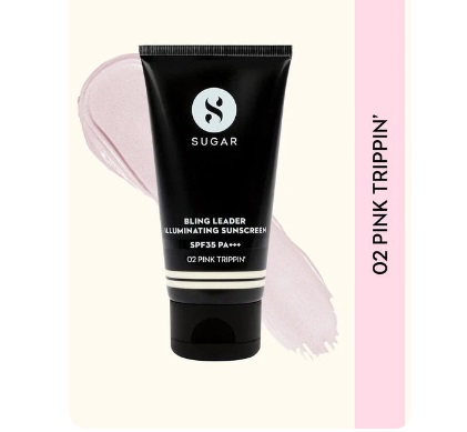 Sugar Cosmetics Bling Leader Illuminating Sunscreen SPF35 PA+++ - 02 Pink Trippin