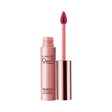 Lakme 9 to 5 Weightless Mousse Lip and Cheek Color Fuchsia Suede 9 grams
