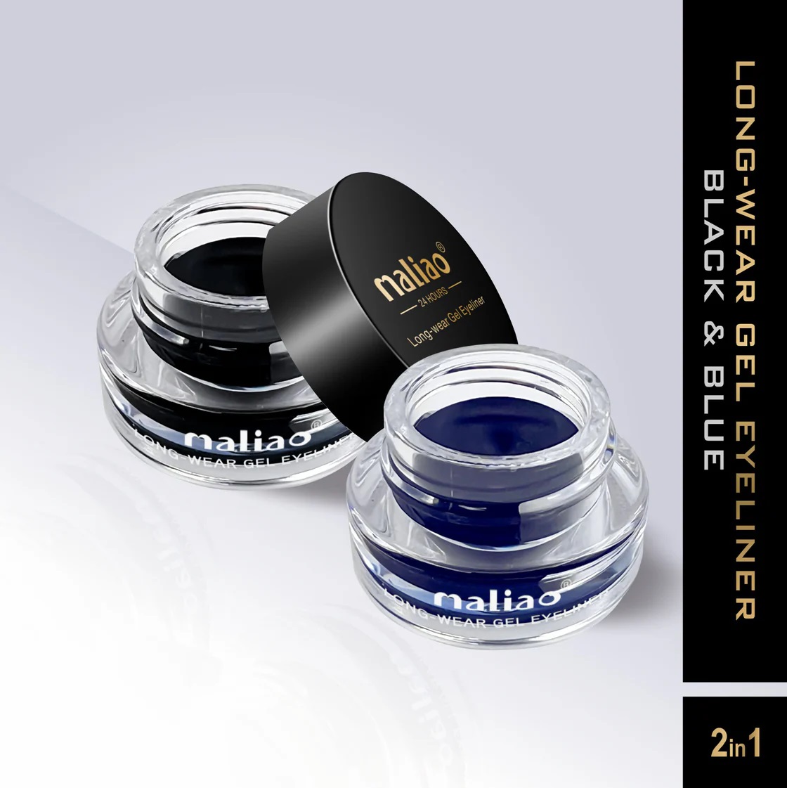 Maliao 24 Hr Long-Lasting Gel Eye Liner 2 in 1 with Exclusive Eyeliner Brush - Black & Blue