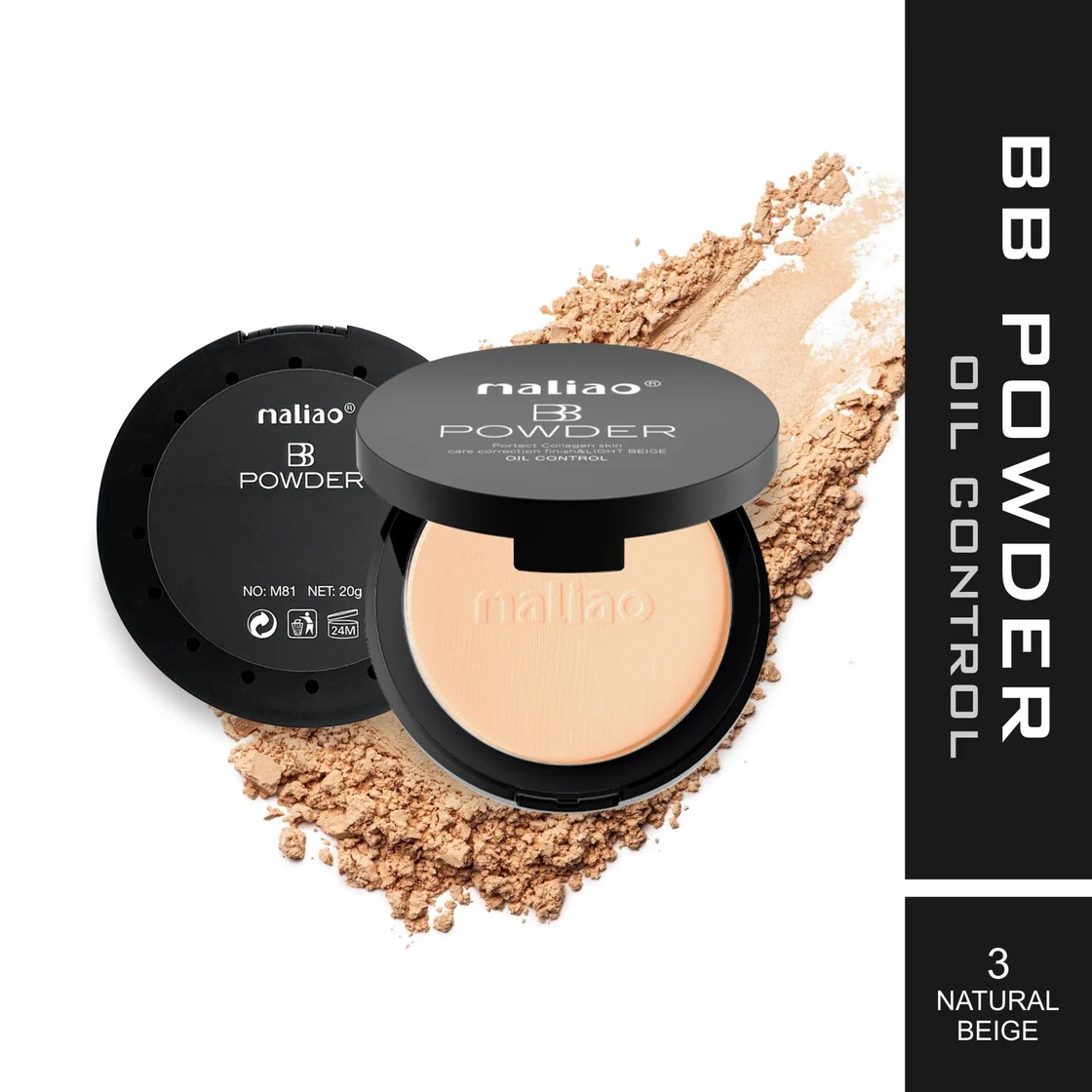 Maliao BB Compact Powder Oil Control - NATURAL BEIGE