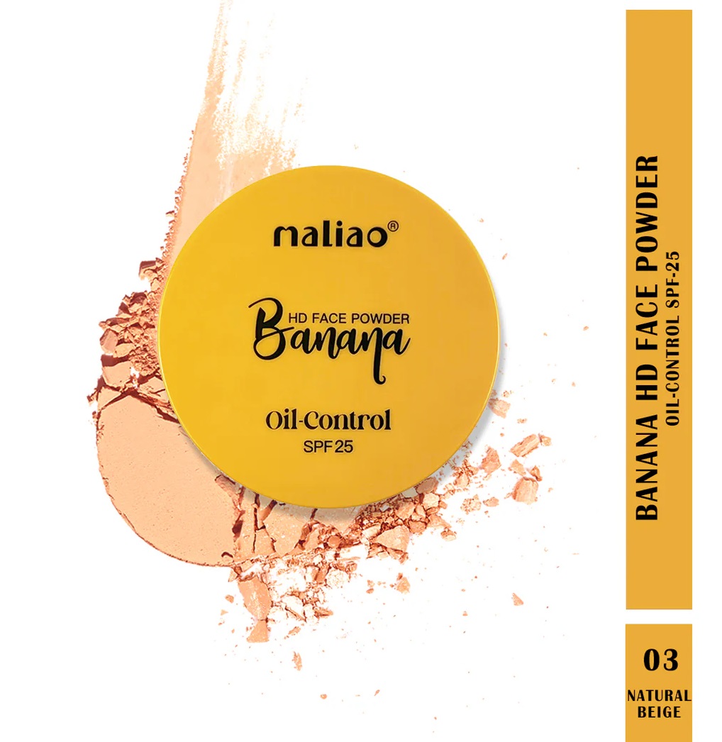Maliao Banana HD 2 IN 1 Oil-Control Face Powder Compact - NATURAL BEIGE