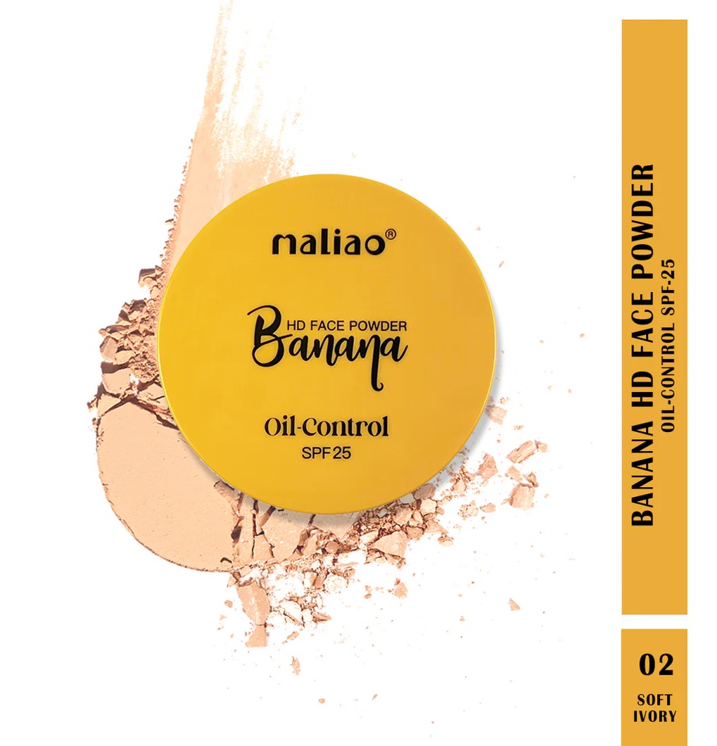 Maliao Banana HD 2 IN 1 Oil-Control Face Powder Compact - SOFT IVORY