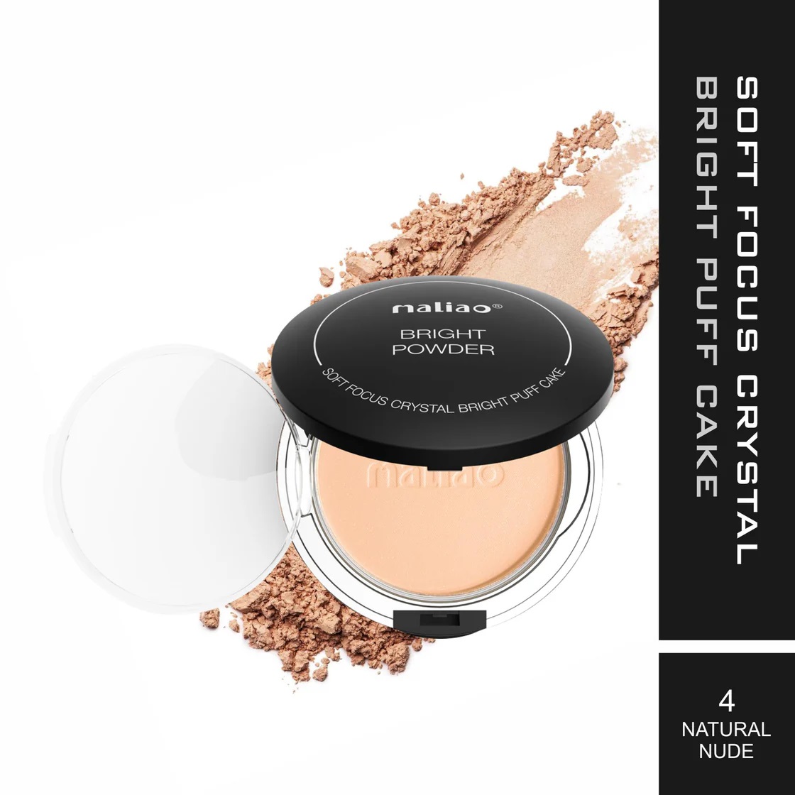 Maliao Bright Powder Soft Focus Crystal Bright Puff Cake - NATURAL NUDE