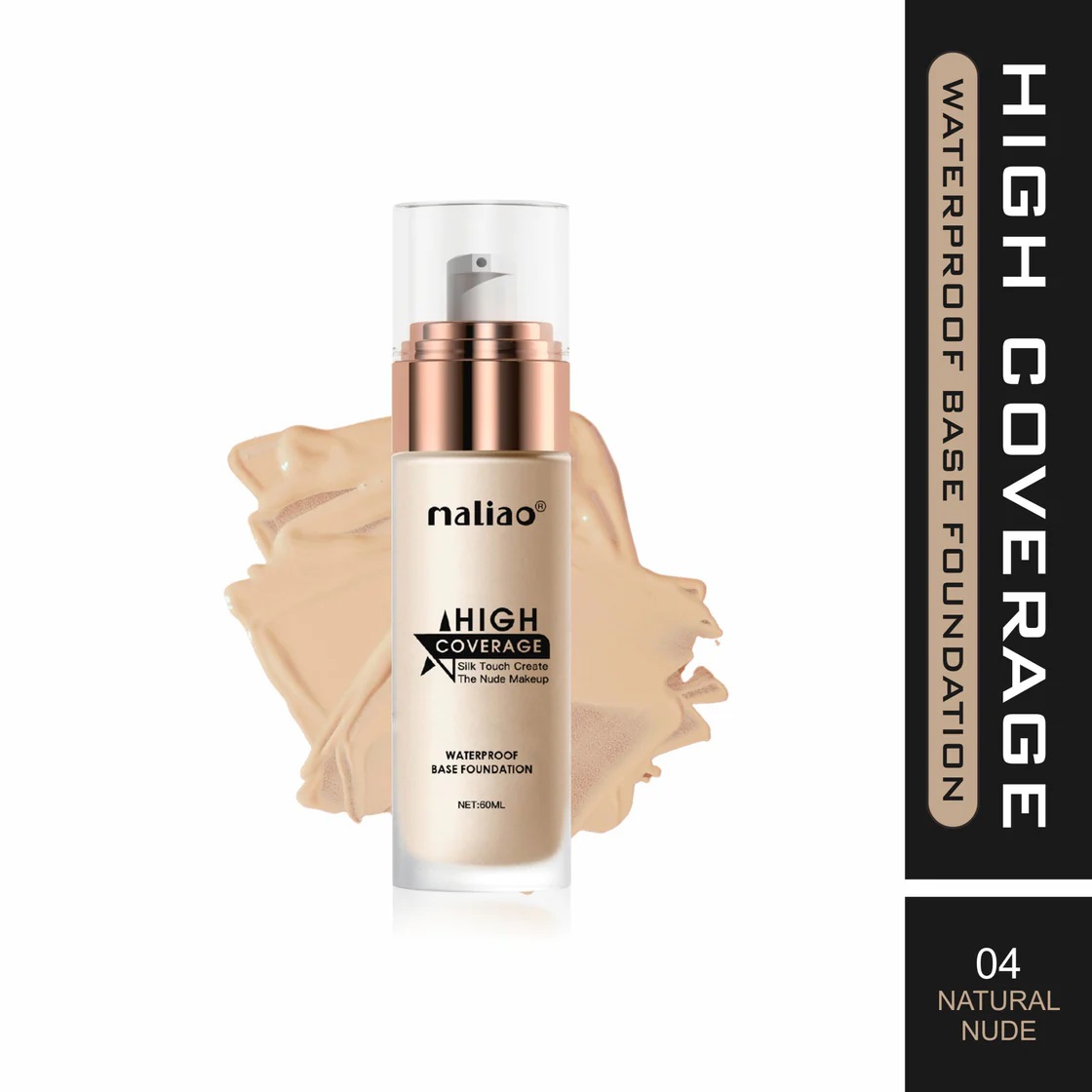 Maliao High Coverage Waterproof Base Foundation - Flawless All-Day Wear - Natural Nude