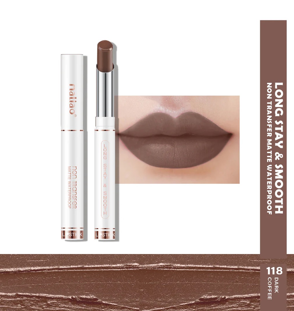 Maliao Non-Transfer Long Stay & Smooth Lipstick - 118 DARK COFFEE