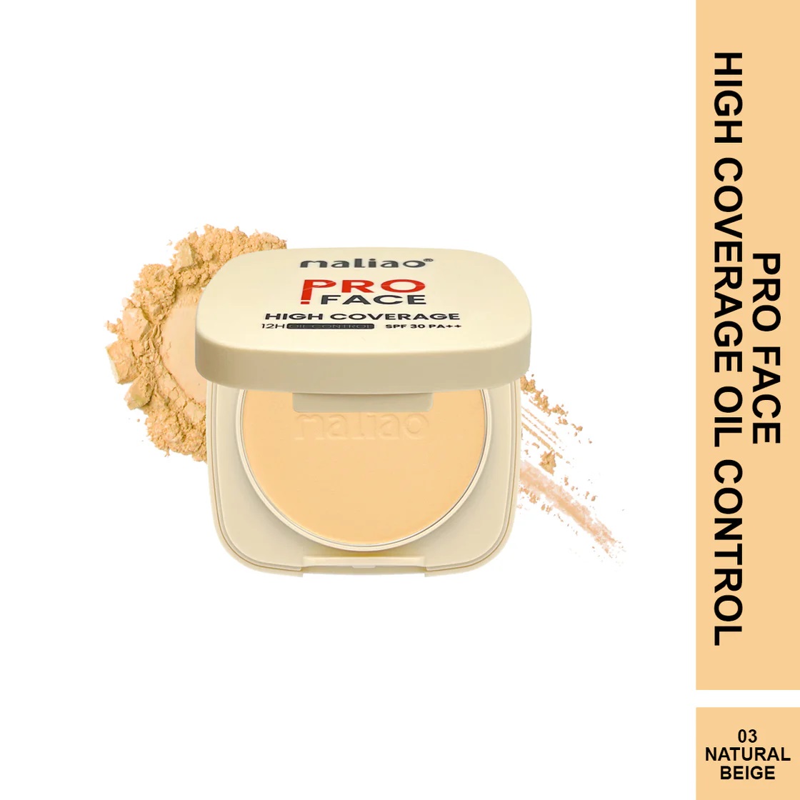 Maliao Pro Face High Coverage Compact Powder - NATURAL BEIGE