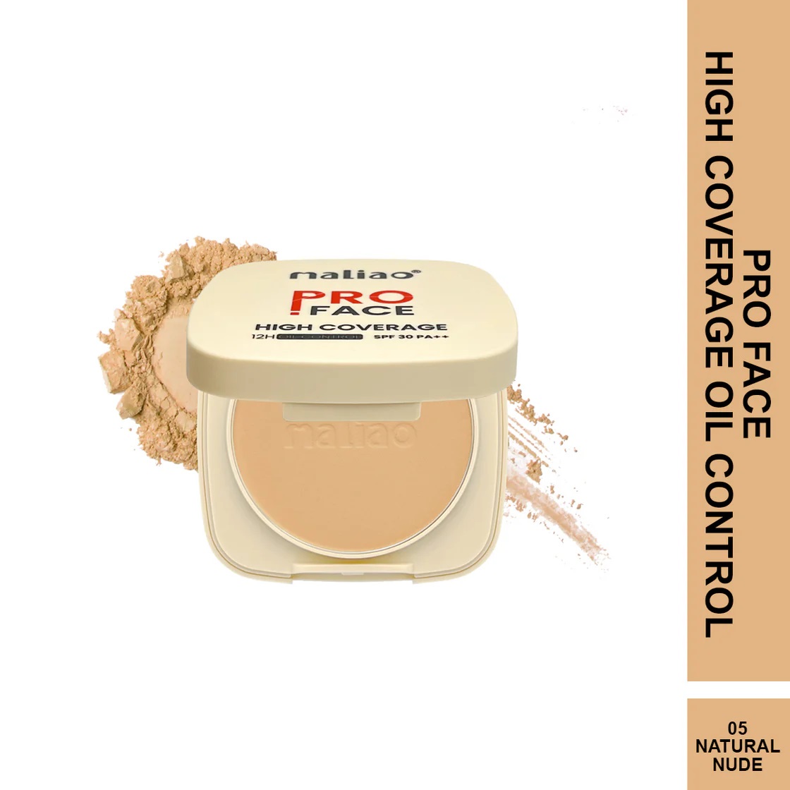 Maliao Pro Face High Coverage Compact Powder - NATURAL NUDE