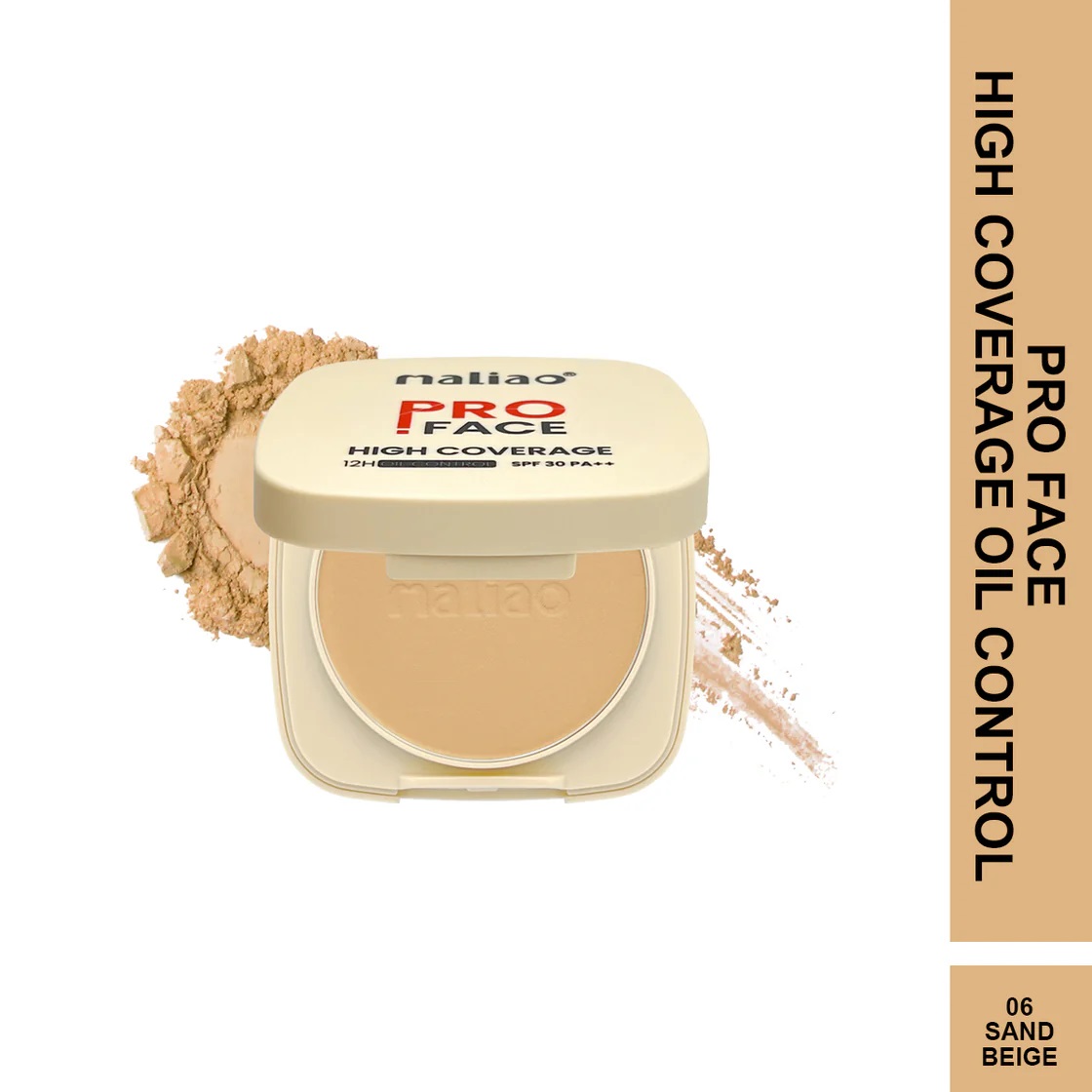 Maliao Pro Face High Coverage Compact Powder - SAND BEIGE