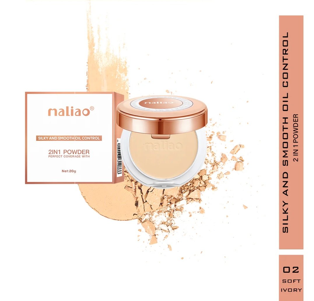 Maliao Silky Smooth Oil Control Compact Powder - SOFT IVORY