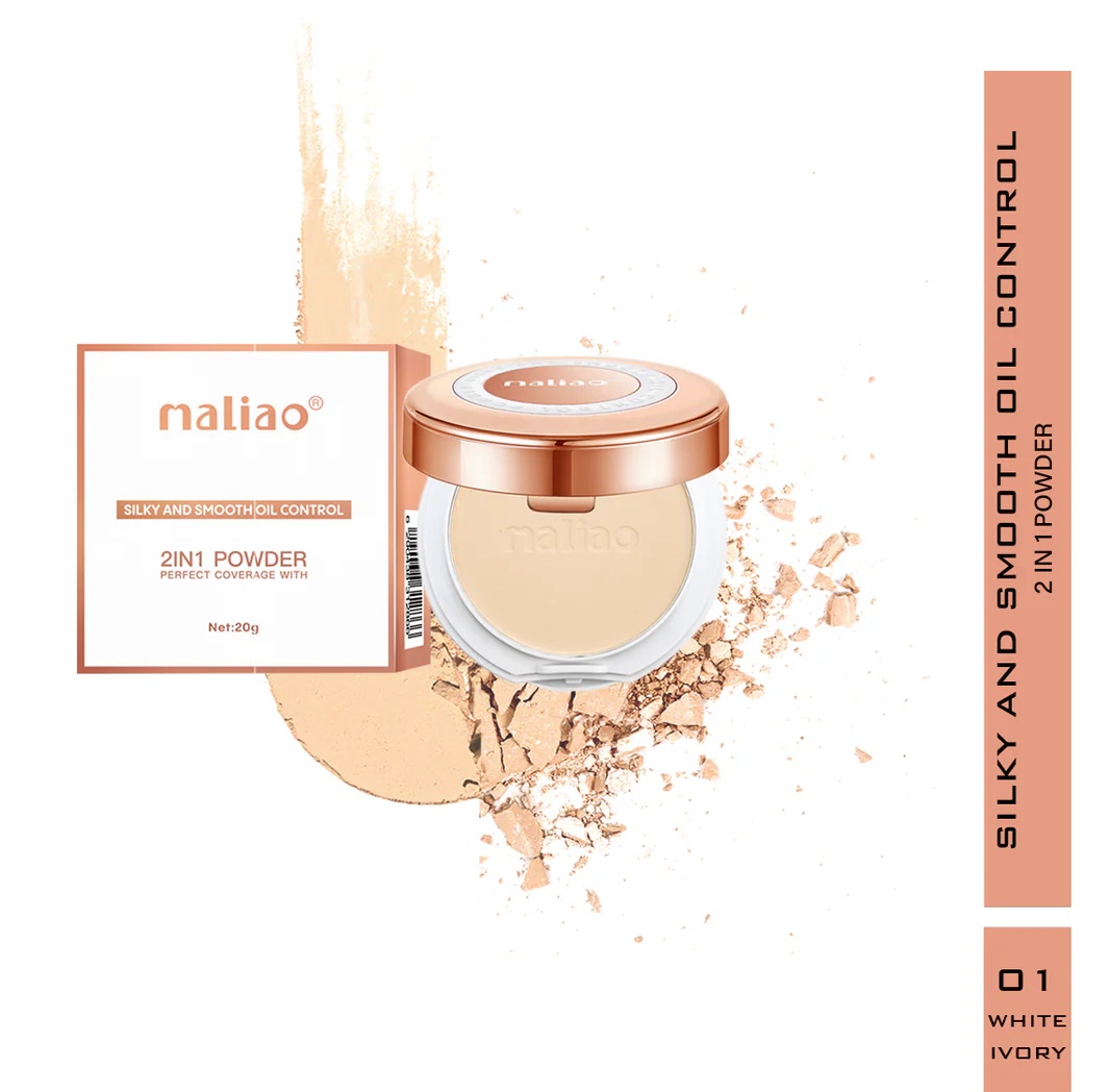 Maliao Silky Smooth Oil Control Compact Powder - WHITE IVORY