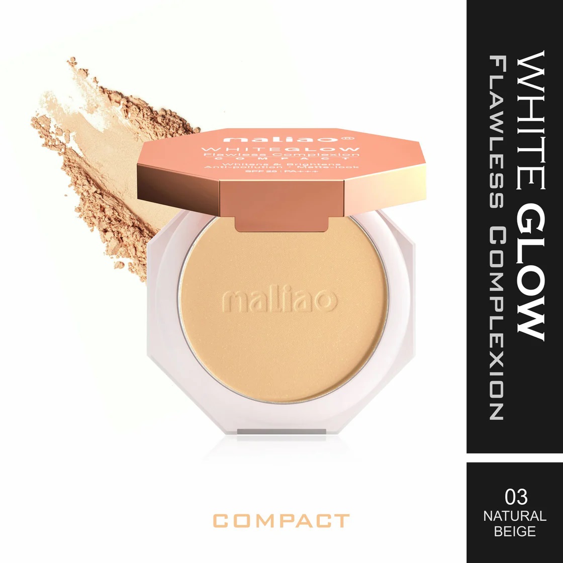 Maliao White Glow Flawless Complex Compact Powder - NATURAL BEIGE
