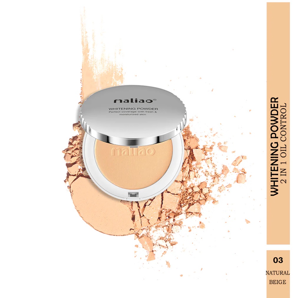Maliao Whitening Powder 2-in-1 Oil Control Compact Powder - NATURAL BEIGE