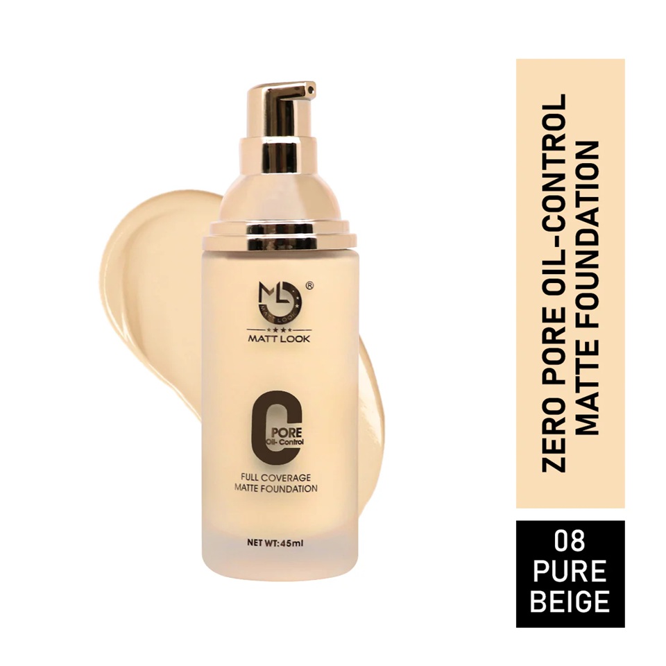 Mattlook Zero Pore Oil Control Full Coverage Foundation - 08 Pure Beige