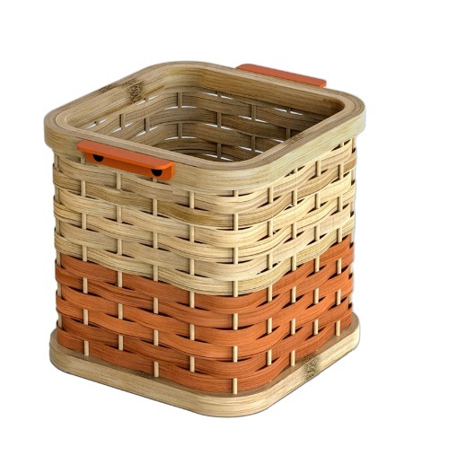 Mini Desk Baskets Bamboo with Aluminium Handle - Orange